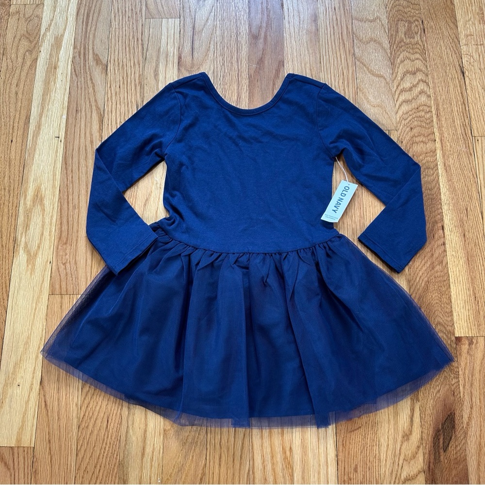 NWT Old Navy Navy Blue Long Sleeve Tutu Dress size 3T